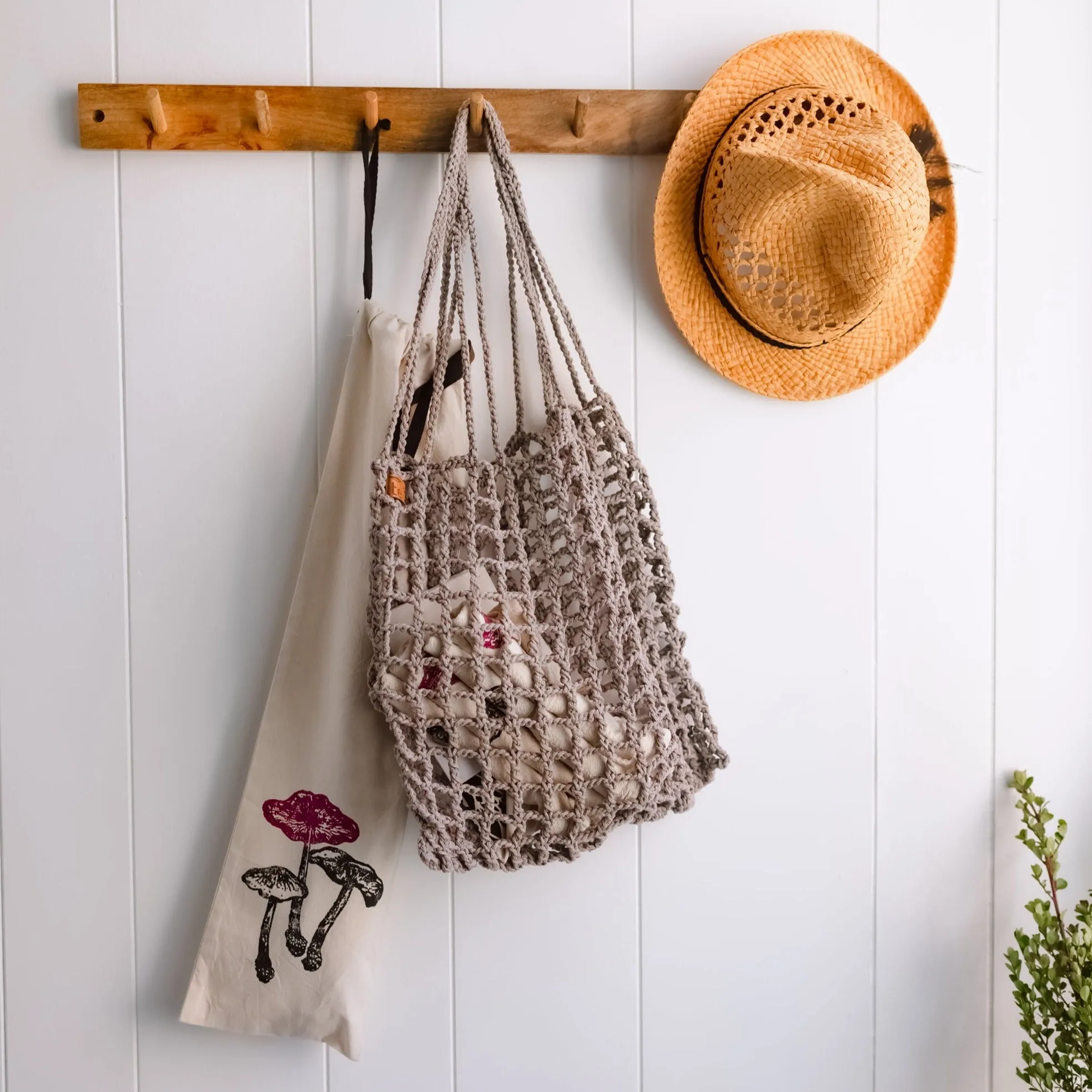 100% Cotton Mushroom Baguette Bag