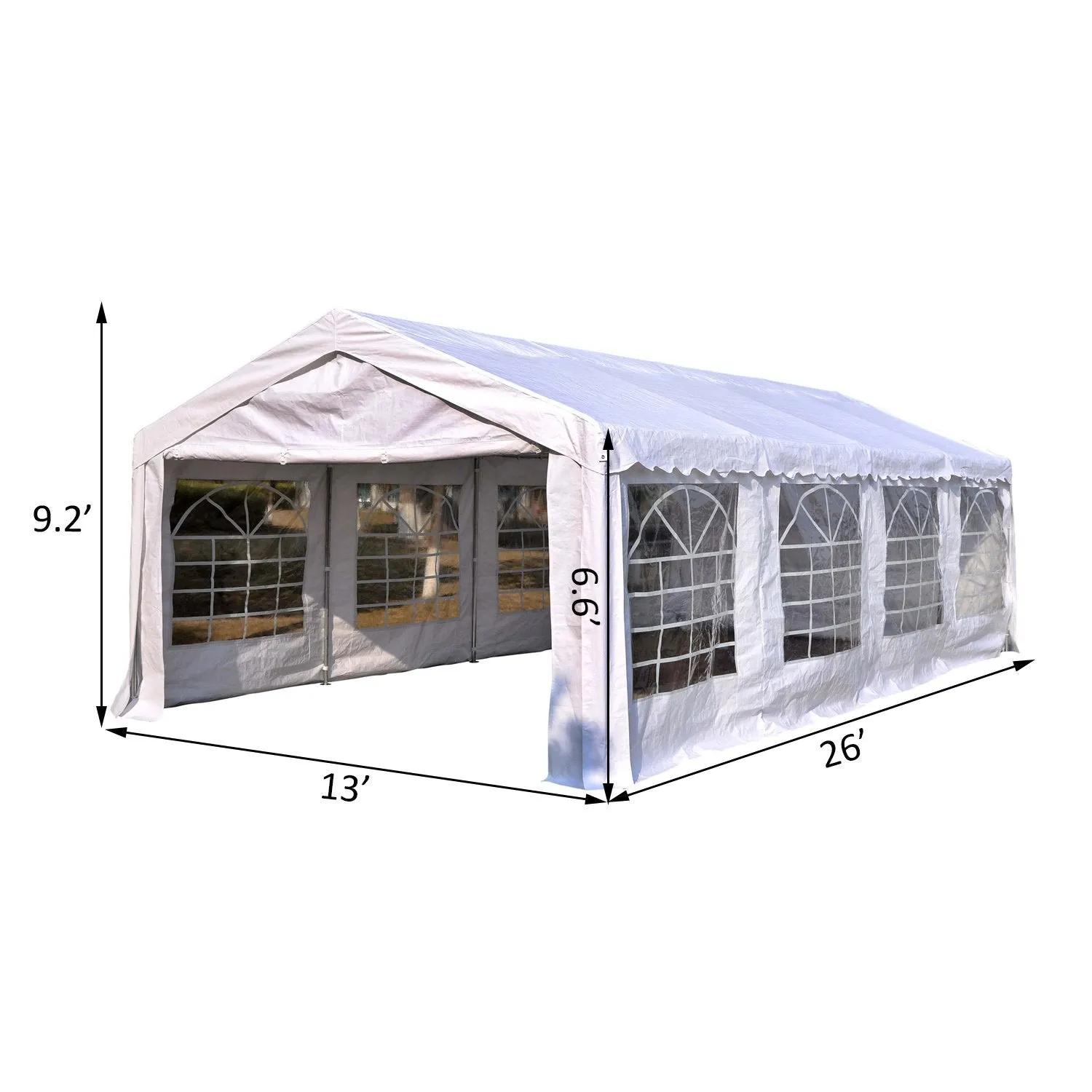 26x13 ft Large Steel Wedding Party Carport Canopy Tent - White