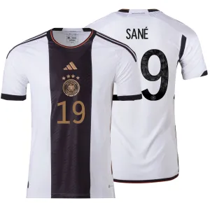 adidas Men's Germany 2022/23 Authentic Home Jersey w/ Sane #19 Printing