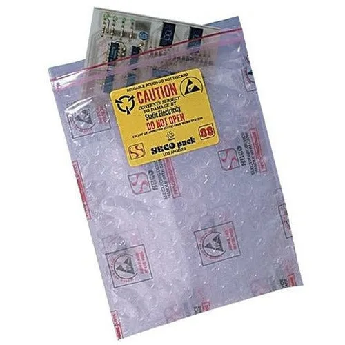 Anti-Static Reclosable ESD Bubble Bags 6 x 8 - Dissipative