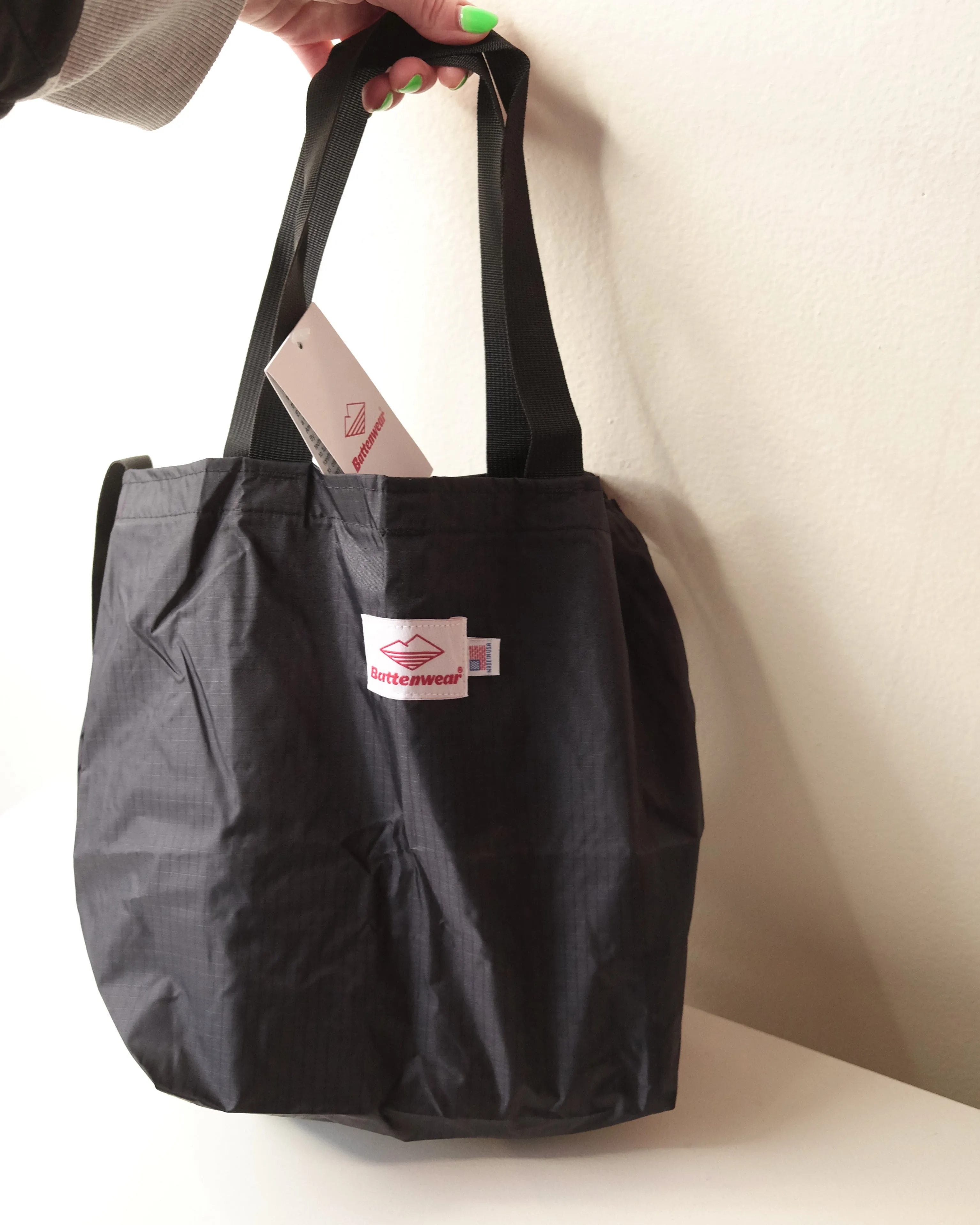 Battenwear Mini Packable Tote, Black / Black