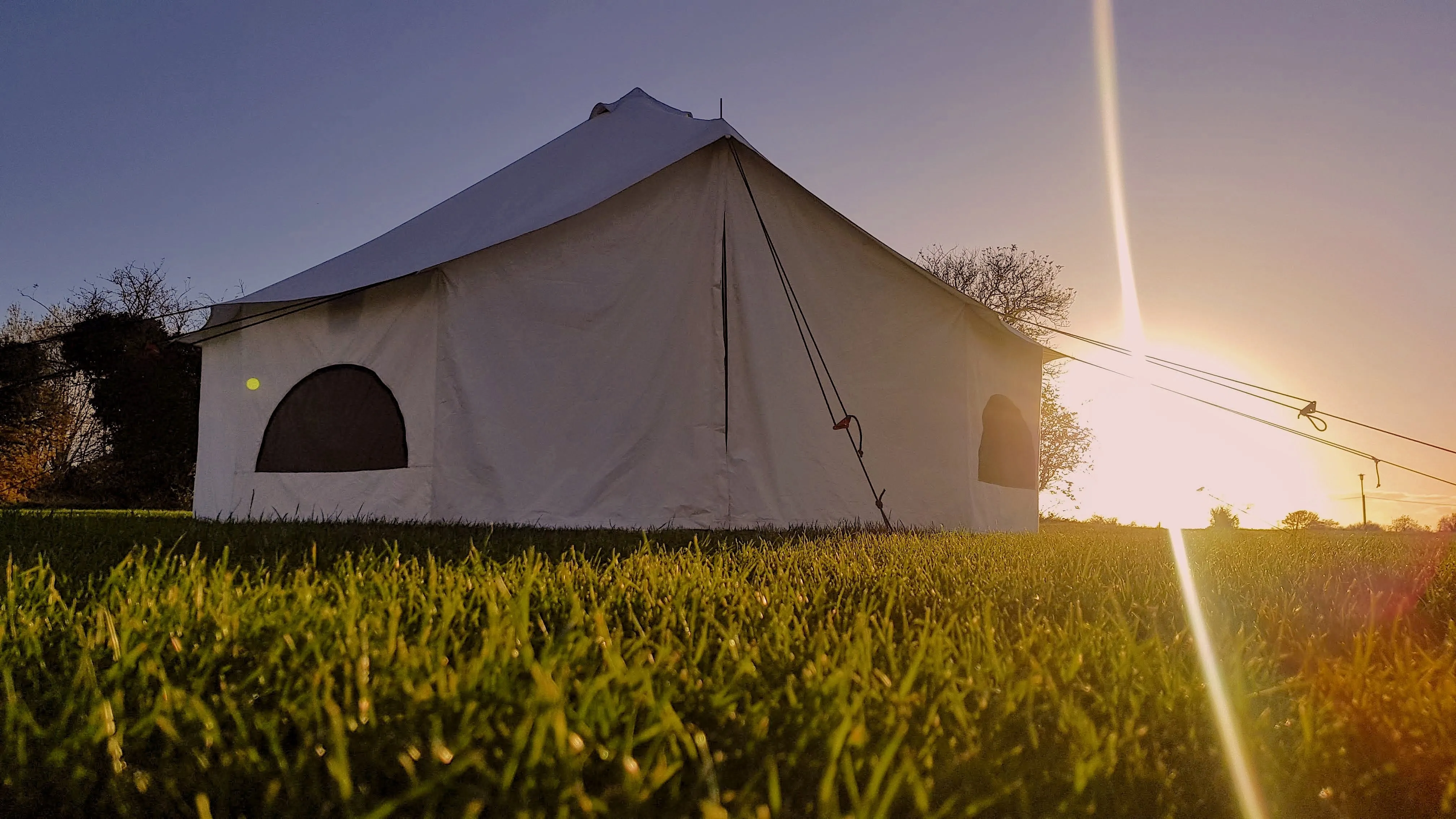 BTV 4 - 4m, 5m or 6m XL (1.2m High Walls) Water Resistant & Fire Retardant Cotton Canvas Bell Tent With Stove Hole (Single Door)