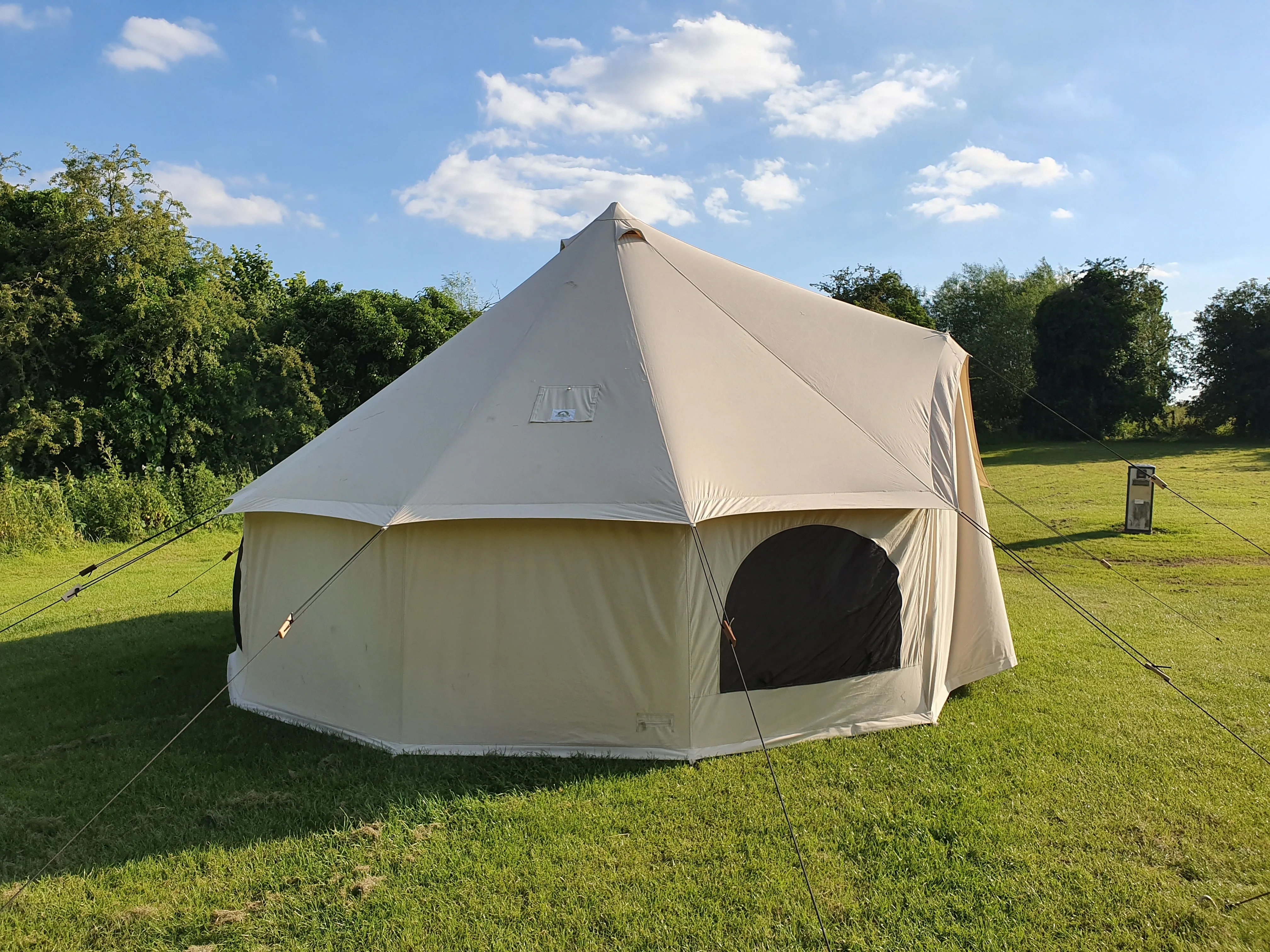 BTV 4 - 4m, 5m or 6m XL (1.2m High Walls) Water Resistant & Fire Retardant Cotton Canvas Bell Tent With Stove Hole (Single Door)