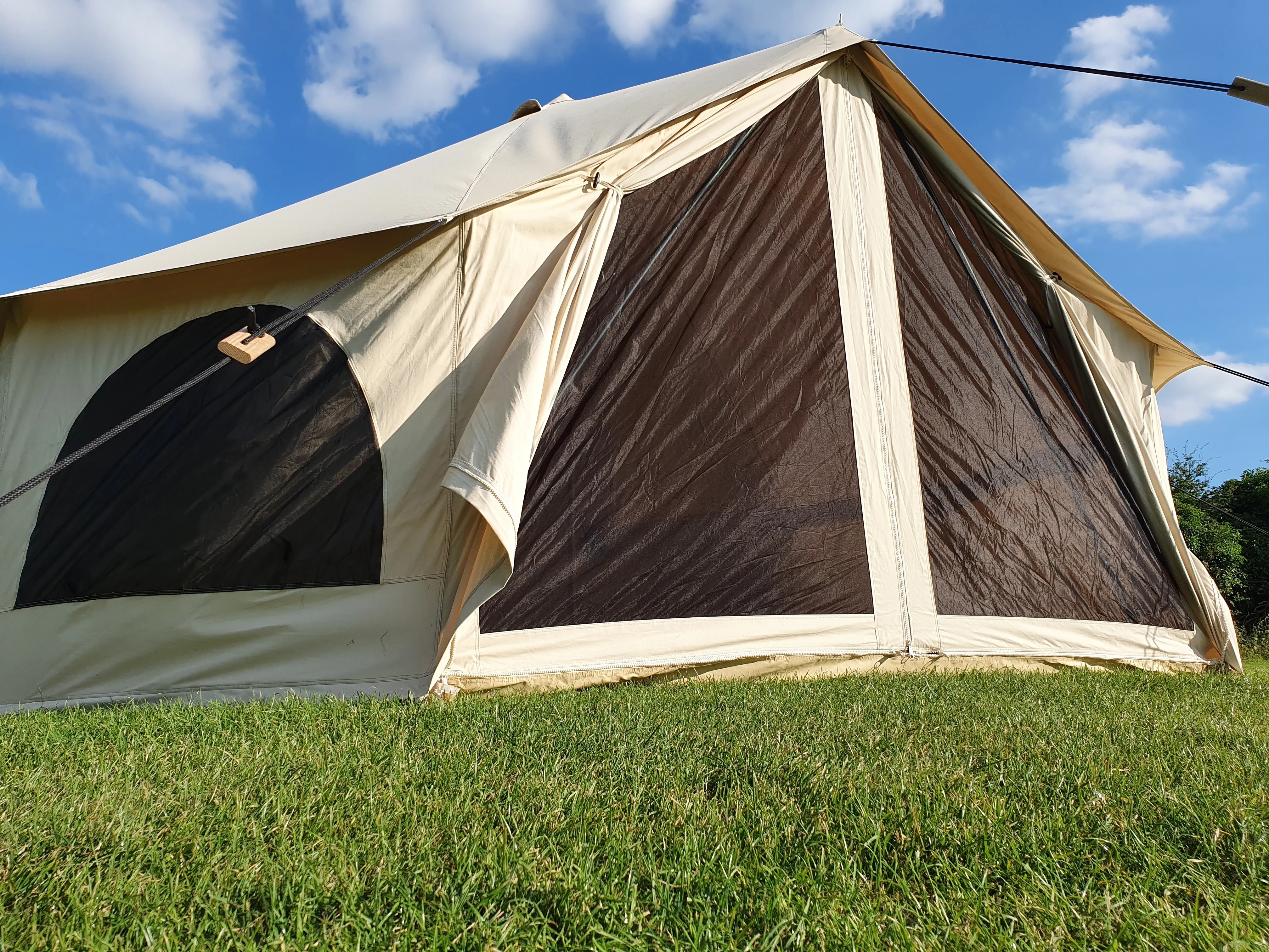 BTV 4 - 4m, 5m or 6m XL (1.2m High Walls) Water Resistant & Fire Retardant Cotton Canvas Bell Tent With Stove Hole (Single Door)