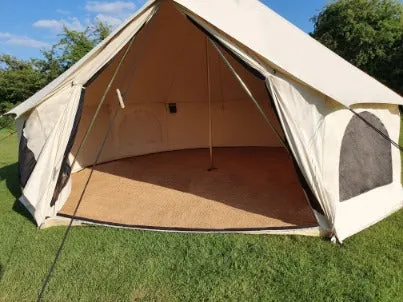 BTV 4 - 4m, 5m or 6m XL (1.2m High Walls) Water Resistant & Fire Retardant Cotton Canvas Bell Tent With Stove Hole (Single Door)