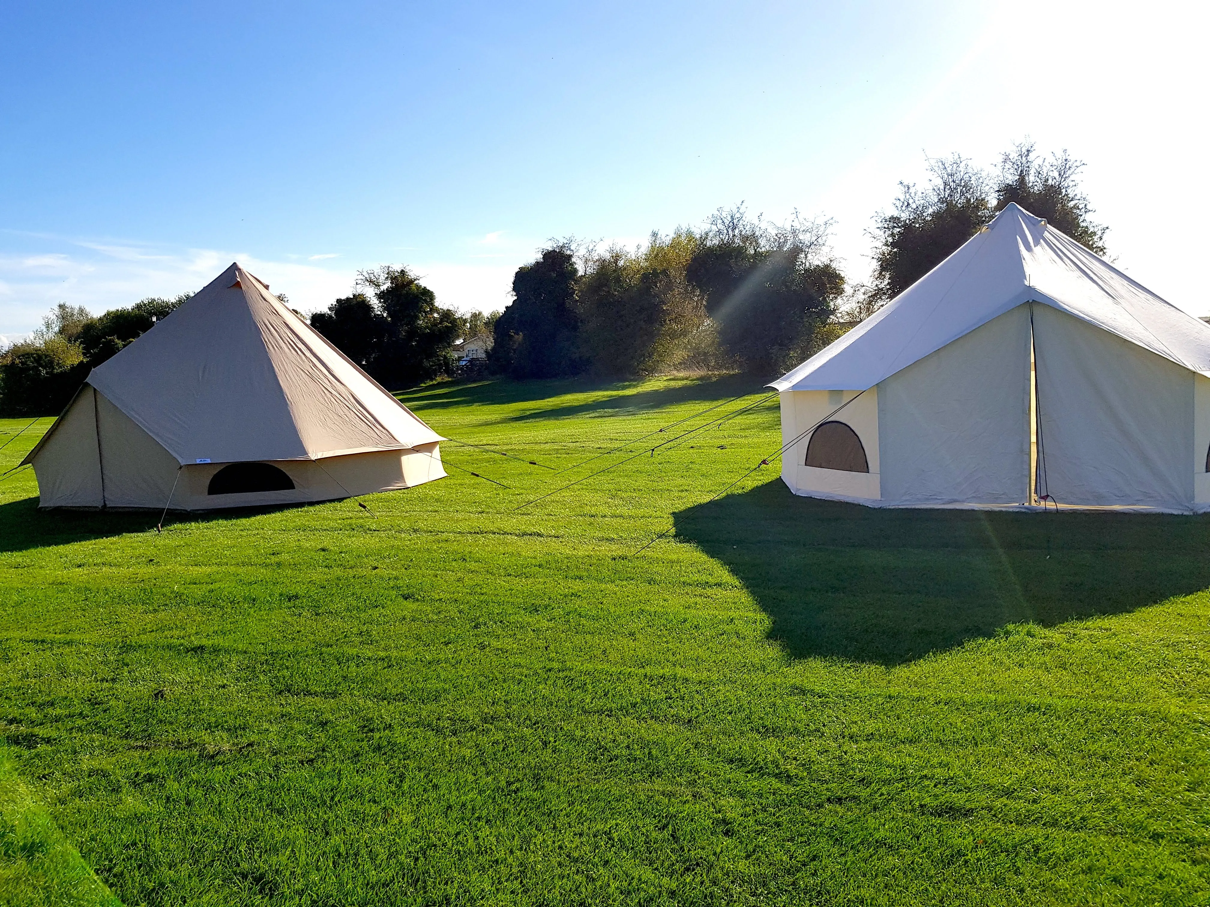 BTV 4 - 4m, 5m or 6m XL (1.2m High Walls) Water Resistant & Fire Retardant Cotton Canvas Bell Tent With Stove Hole (Single Door)