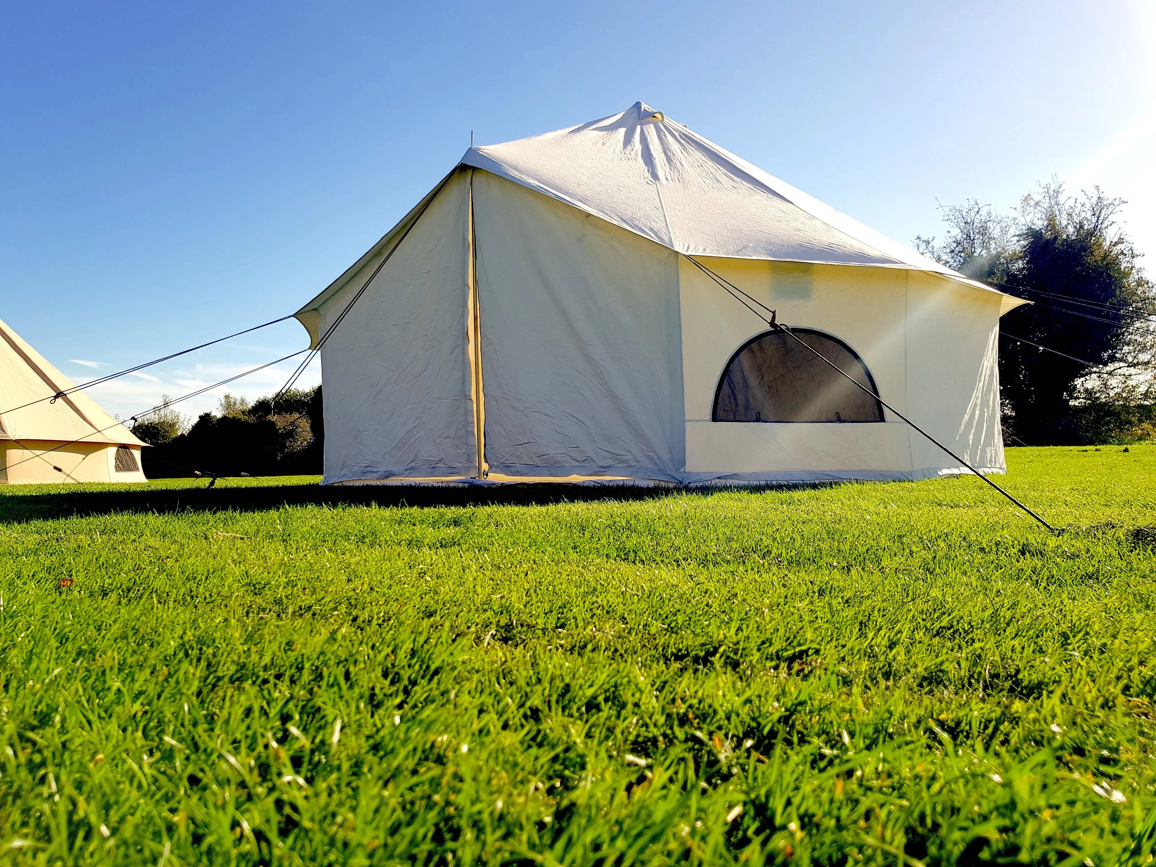 BTV 4 - 7m XL (1.2m High Walls) Water Resistant & Fire Retardant Cotton Canvas Bell Tent With Stove Hole (Double Door)