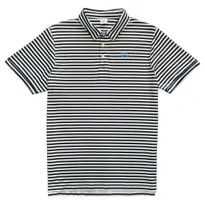 Classic Men's Navy Blue and White Striped Polo Golf Shirt