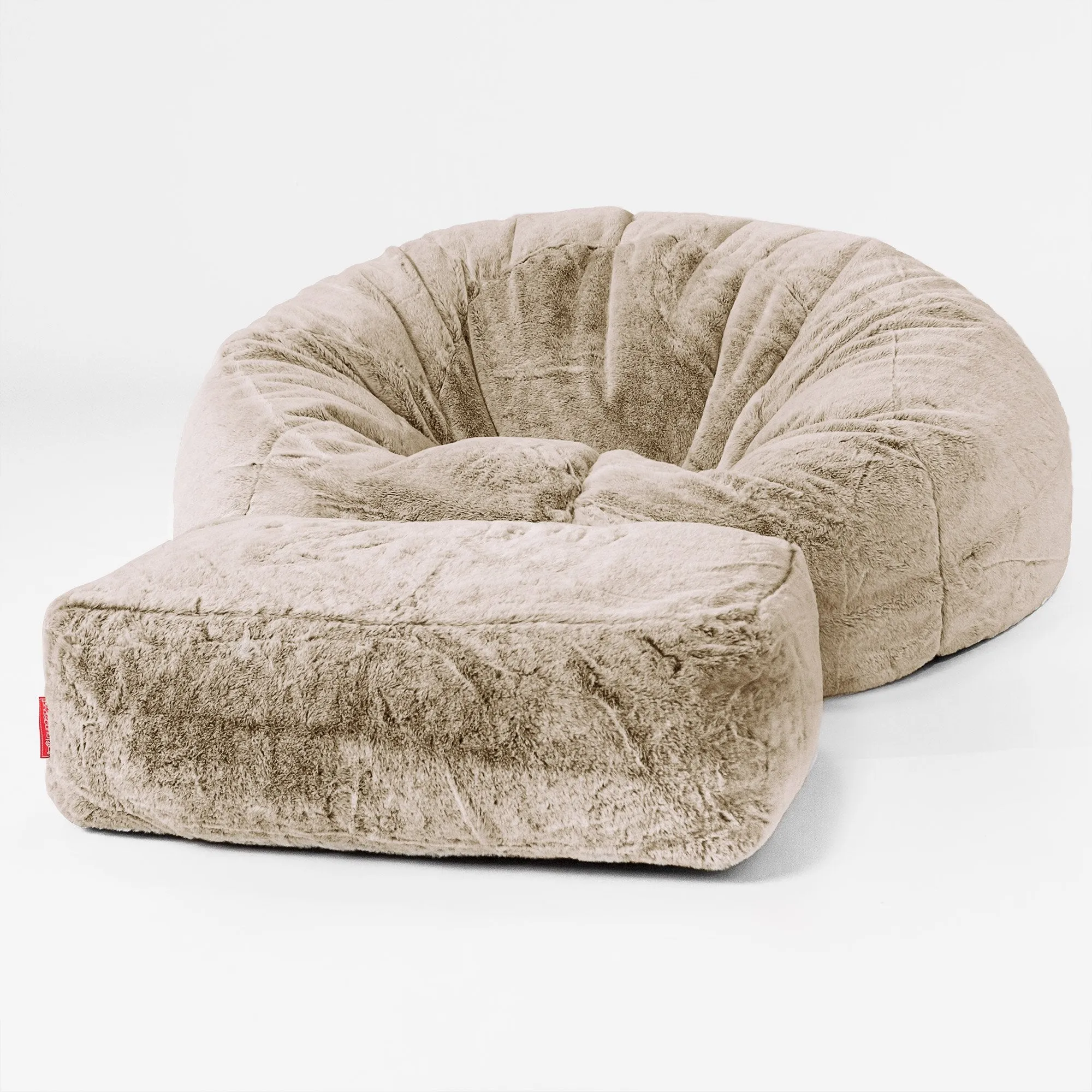 Classic Sofa Bean Bag - Fluffy Faux Fur Rabbit Golden Brown