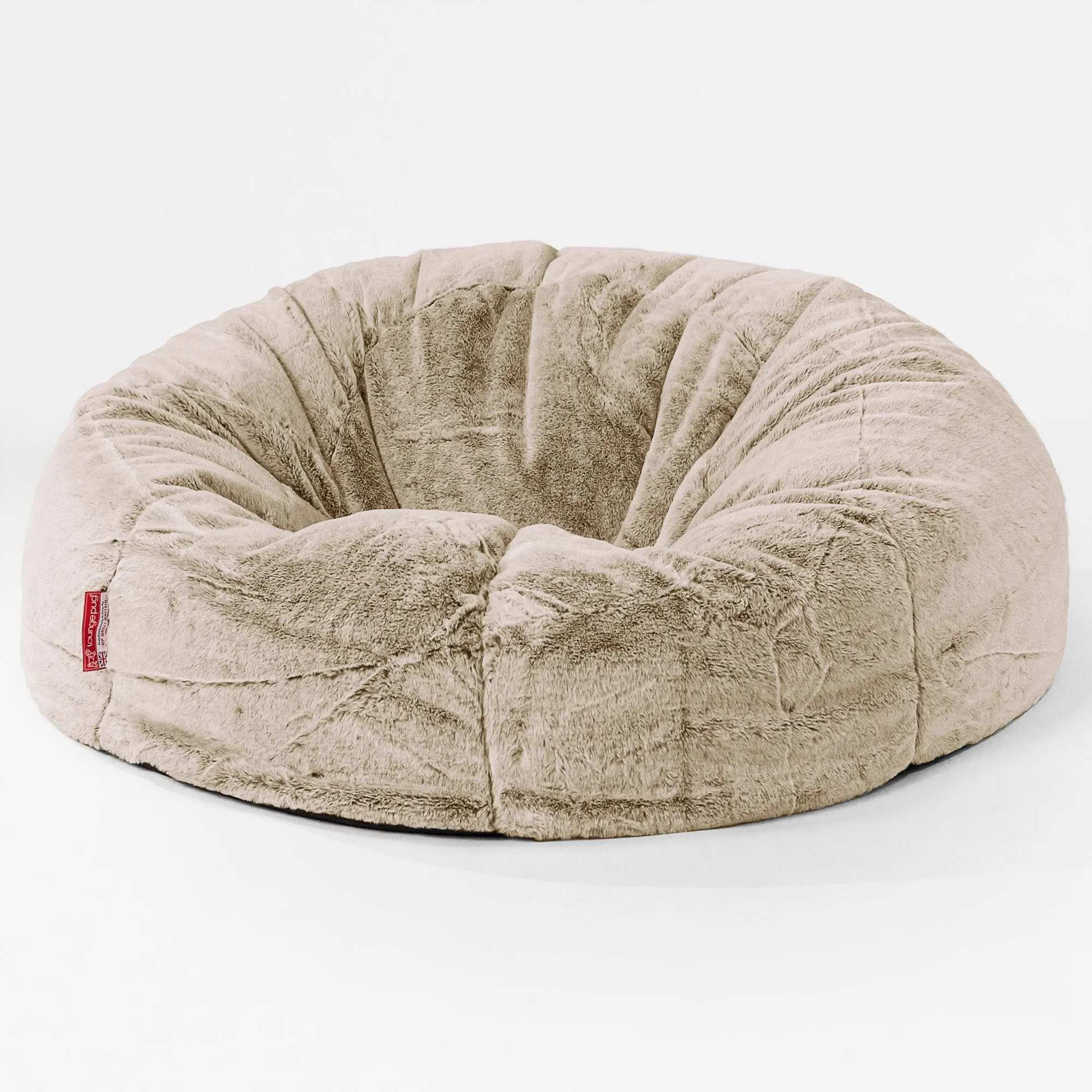 Classic Sofa Bean Bag - Fluffy Faux Fur Rabbit Golden Brown