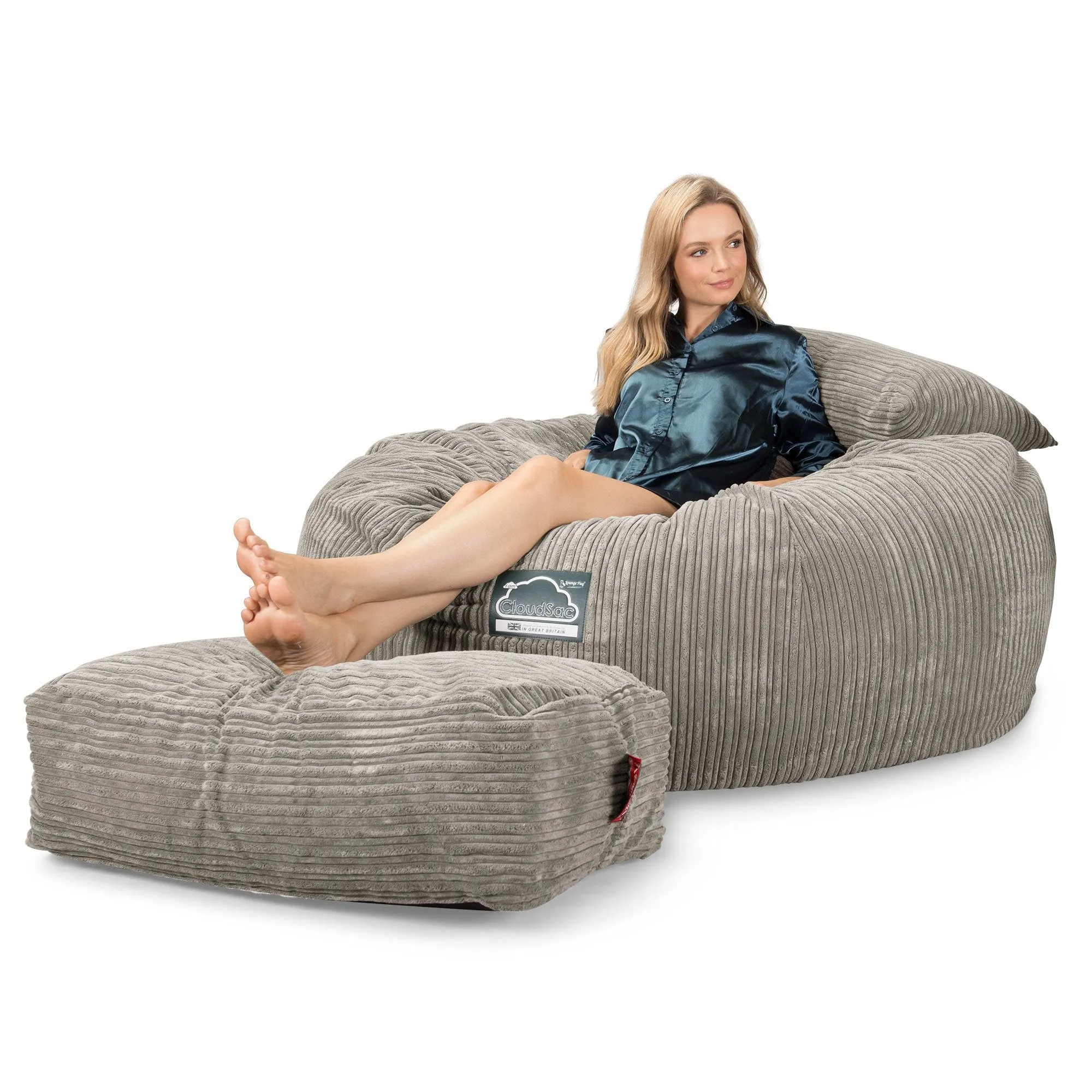 CloudSac 1010 XXL Giant Memory Foam Bean Bag Sofa - Cord Mink