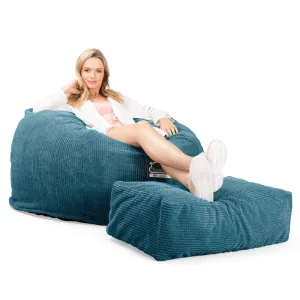 CloudSac 510 XL Large Memory Foam Beanbag - Pom Pom Aegean Blue