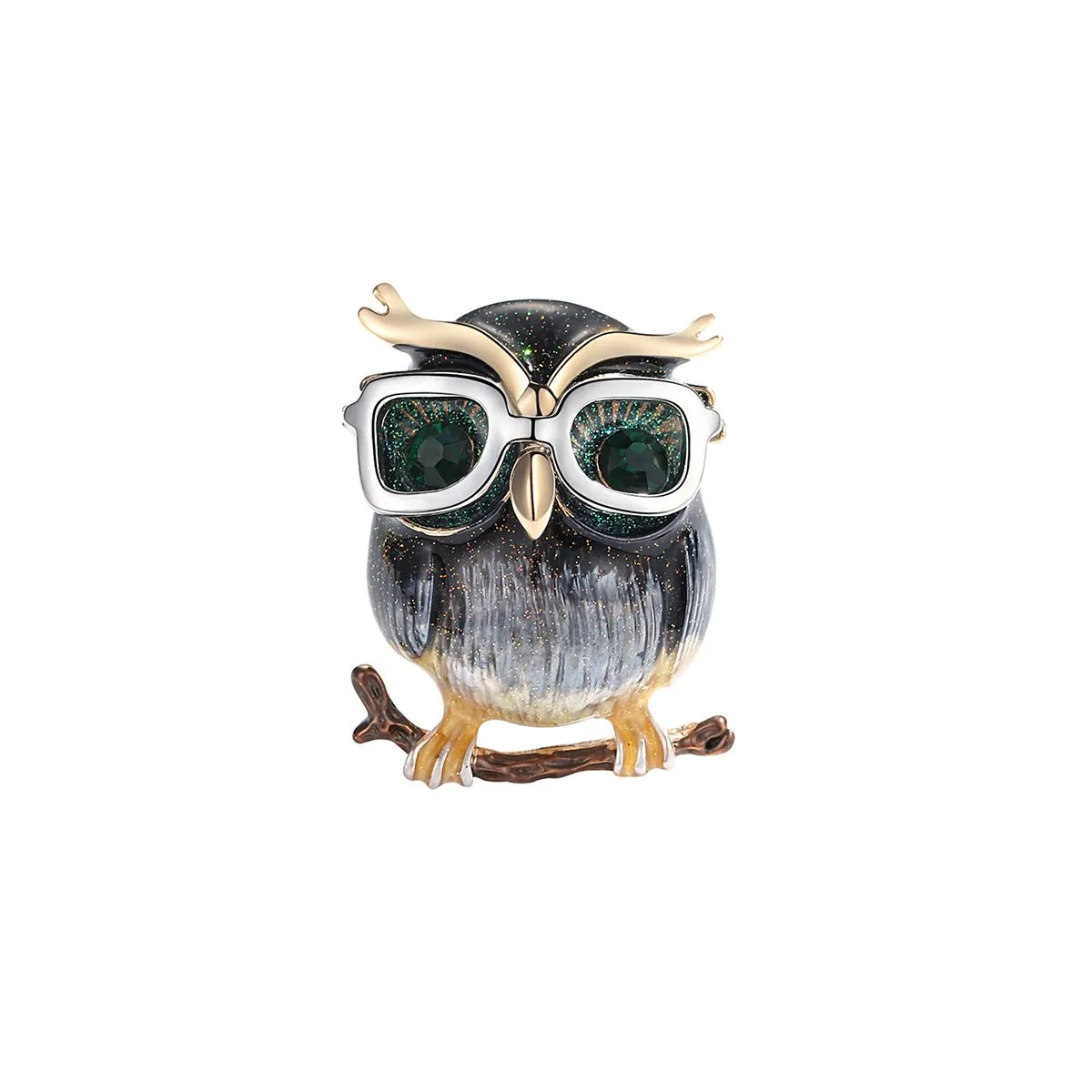 Cool Owl Gold Brooch