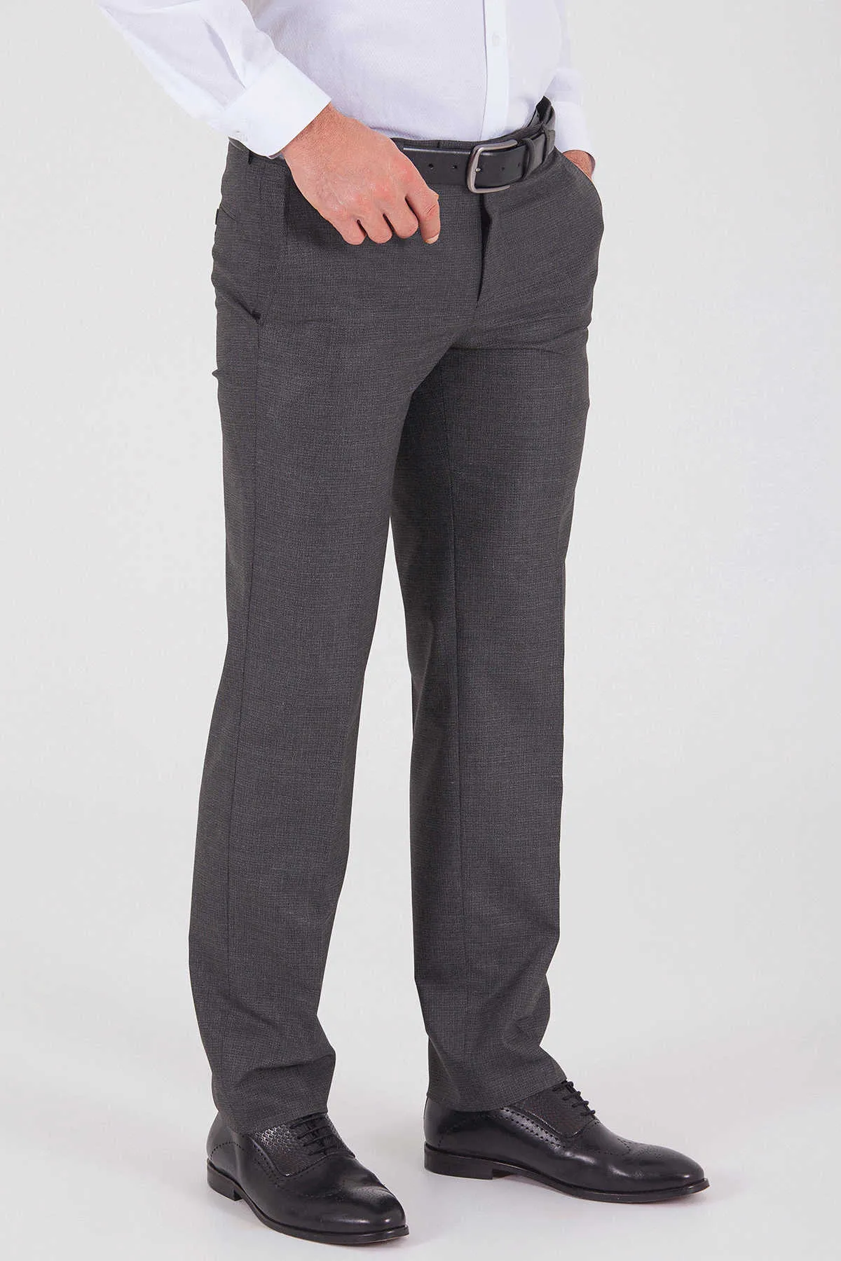 Dynamic Fit Side Pocket Low Waist Gray Dress Pants