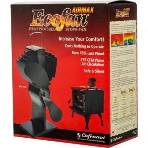 Ecofan AirMax Aluminum Heat Powered Wood Stove Fan