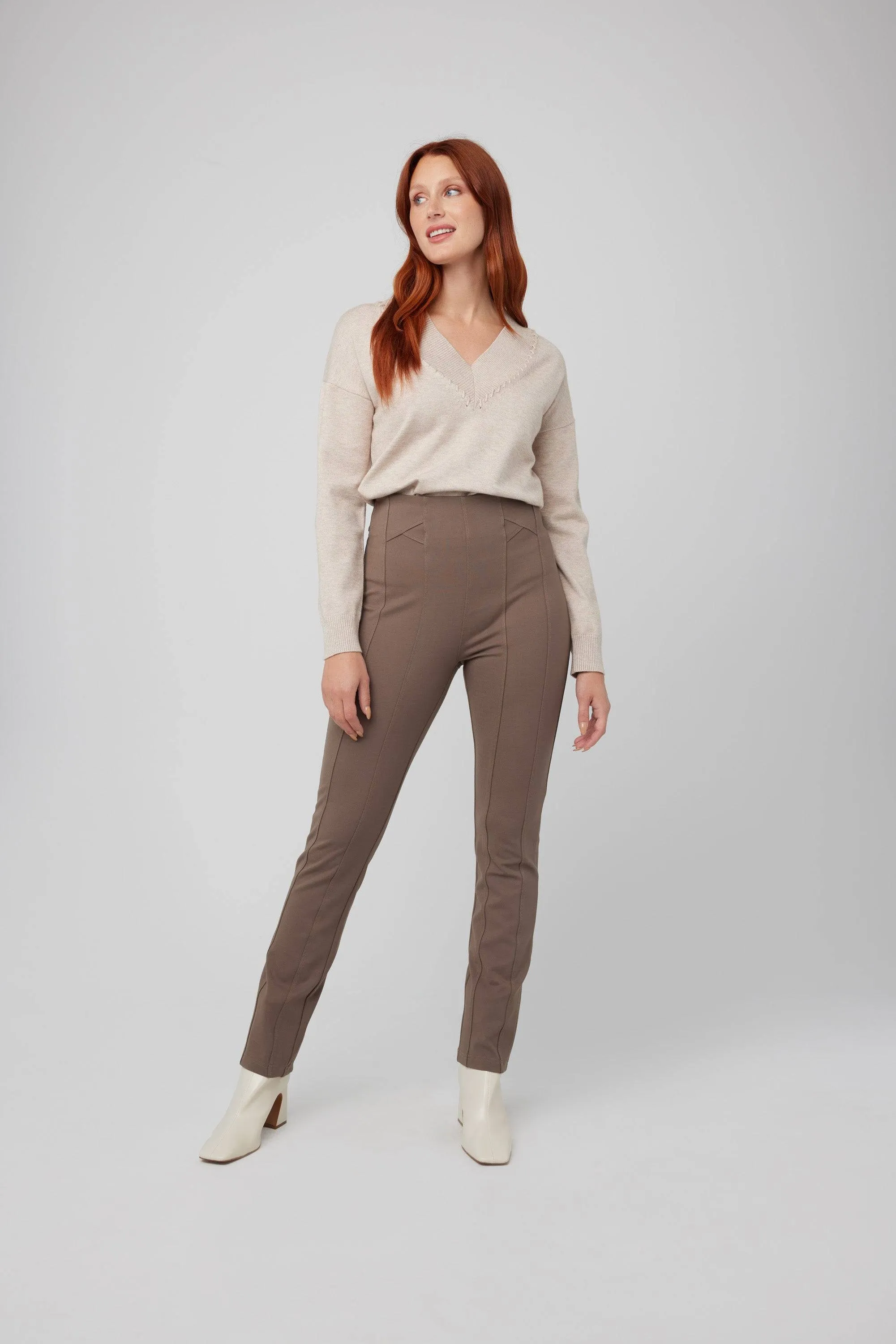 Front Seam Slim Pull On Pant