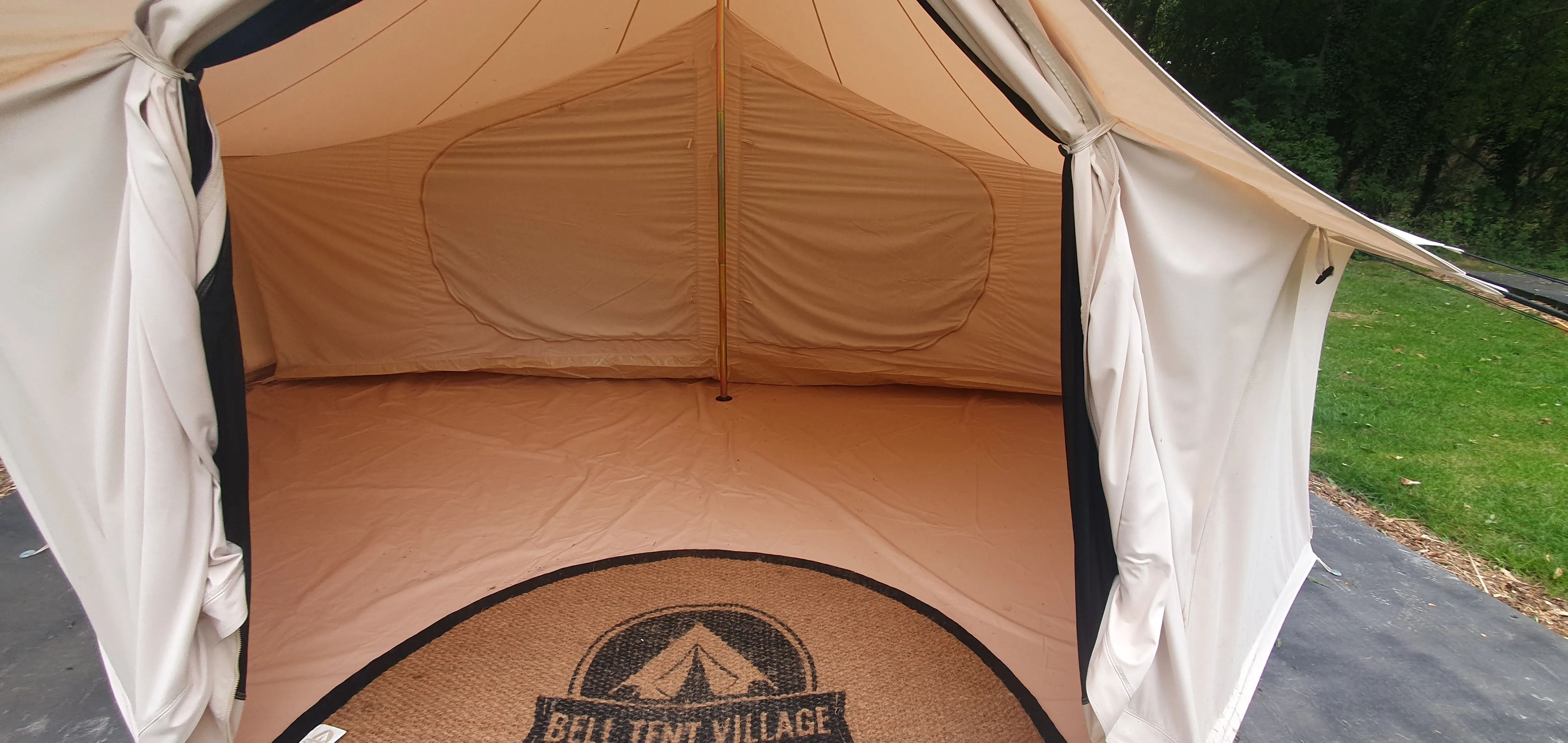 Grade A - BTV 4 - 5m XL (1.2m High Walls) Water Resistant & Fire Retardant Cotton Canvas Bell Tent With Stove Hole (Single Door)