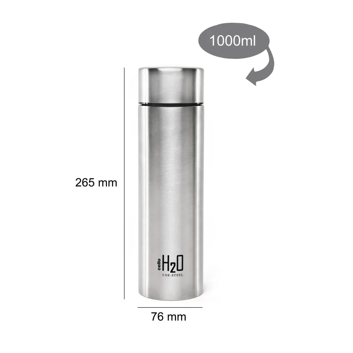 H2O Stainless Steel Water Bottle, 1000ml