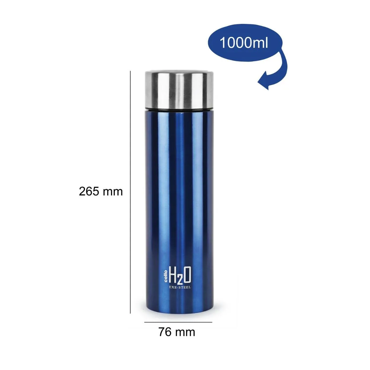 H2O Stainless Steel Water Bottle, 1000ml