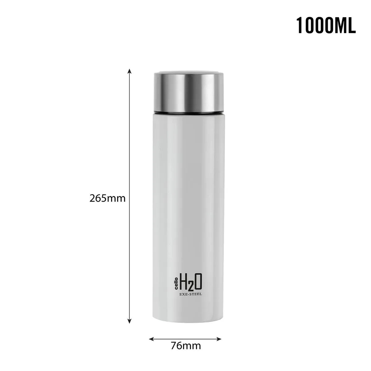 H2O Stainless Steel Water Bottle, 1000ml