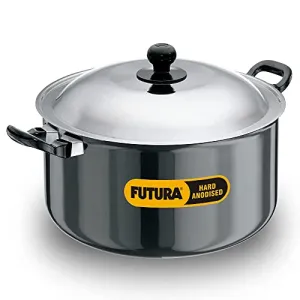 Hawkins Futura Hard Anodised Cook-n-Serve Stewpot 8.5 L, 28 cm, 4.06 mm, Aluminium, Black