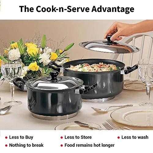 Hawkins Futura Hard Anodised Cook-n-Serve Stewpot 8.5 L, 28 cm, 4.06 mm, Aluminium, Black