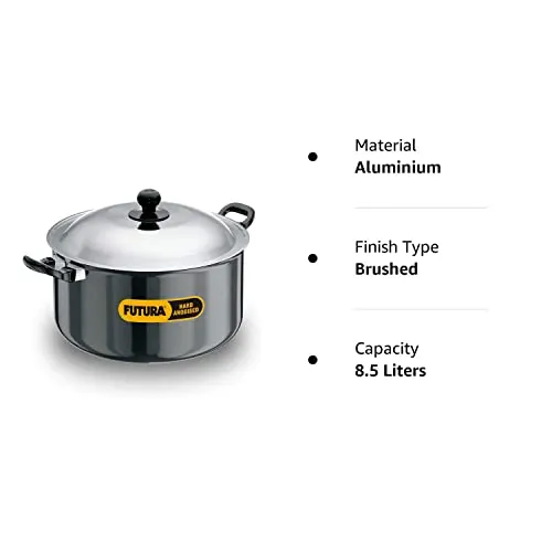 Hawkins Futura Hard Anodised Cook-n-Serve Stewpot 8.5 L, 28 cm, 4.06 mm, Aluminium, Black