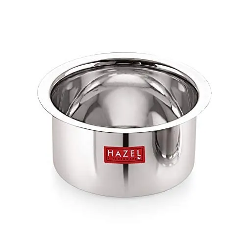 Hazel Utensils Set for Kitchen | Steel Tope Set with Lid & Flat Bottom, Set of 3, 300 ml, 500 ml & 700 ml | Boiling Vessels, Multipurpose Steel Bhagona