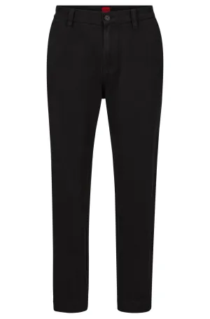 Hugo Tapered-fit Pants In Cotton Gabardine, black