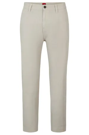 Hugo Tapered-fit Pants In Cotton Gabardine, light gray