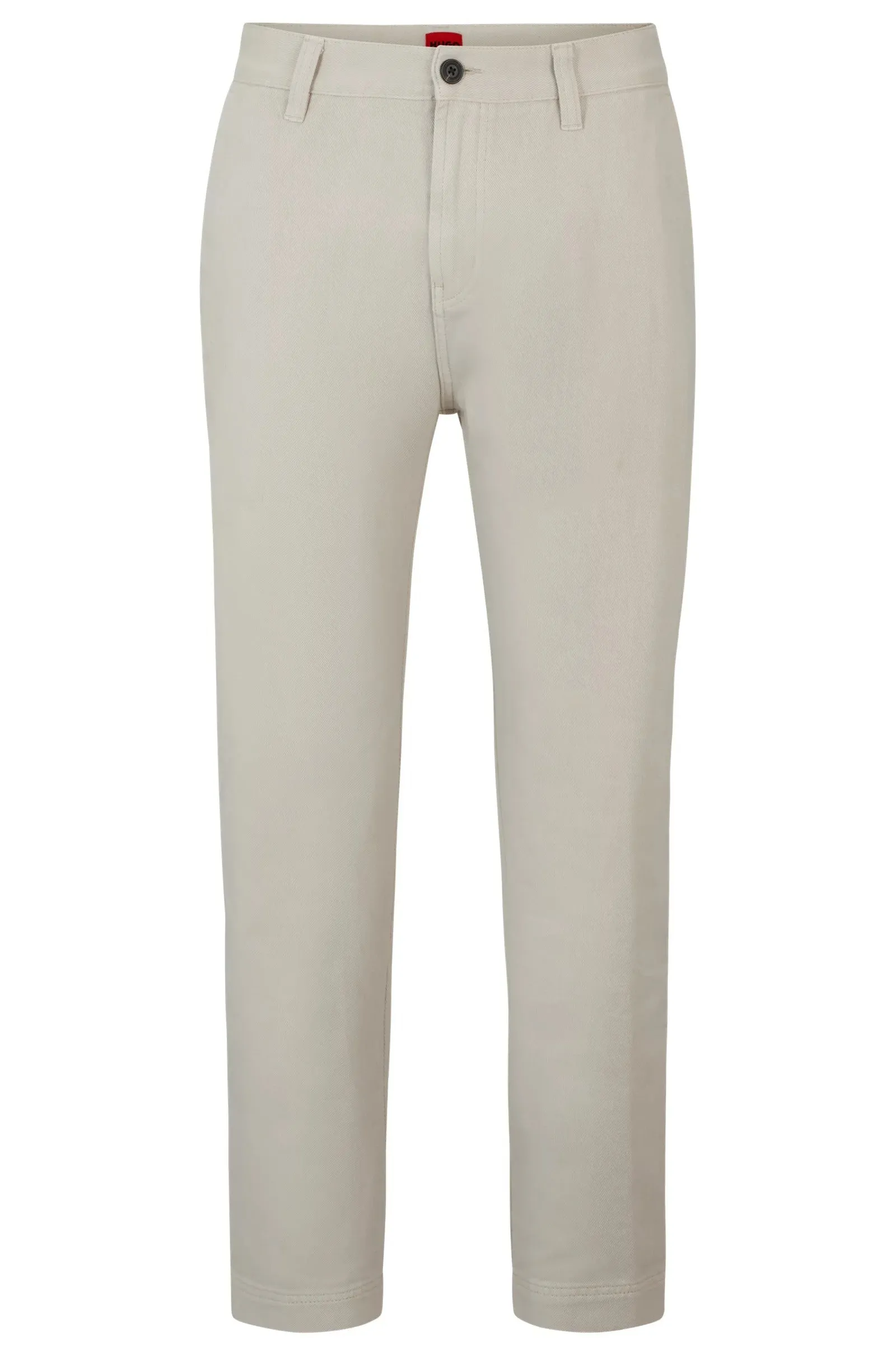 Hugo Tapered-fit Pants In Cotton Gabardine, light gray