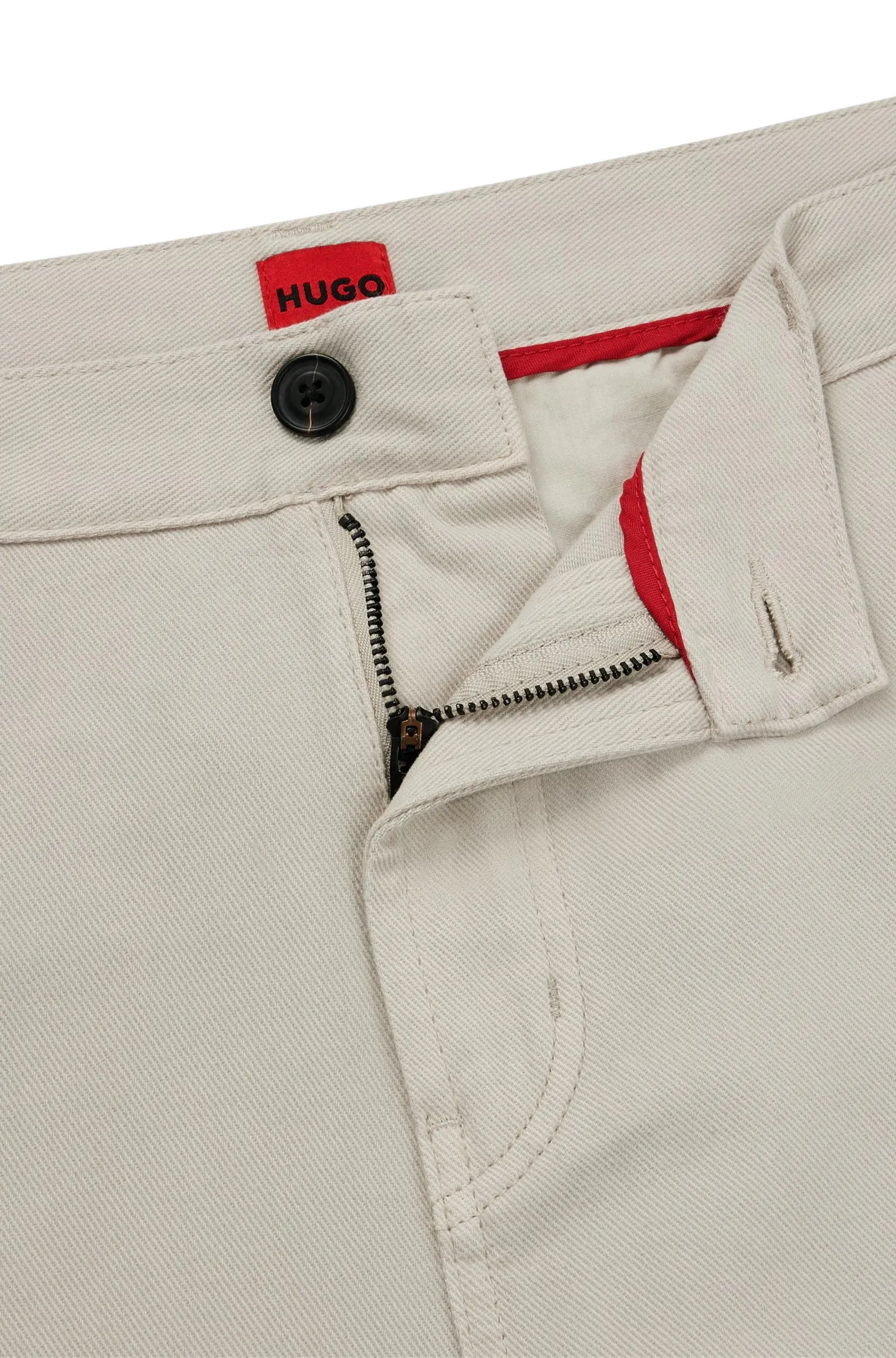 Hugo Tapered-fit Pants In Cotton Gabardine, light gray