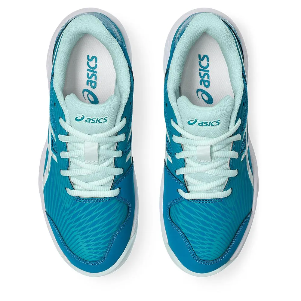 Juniors Gel-Game 9 GS Tennis Shoes Teal Blue and White