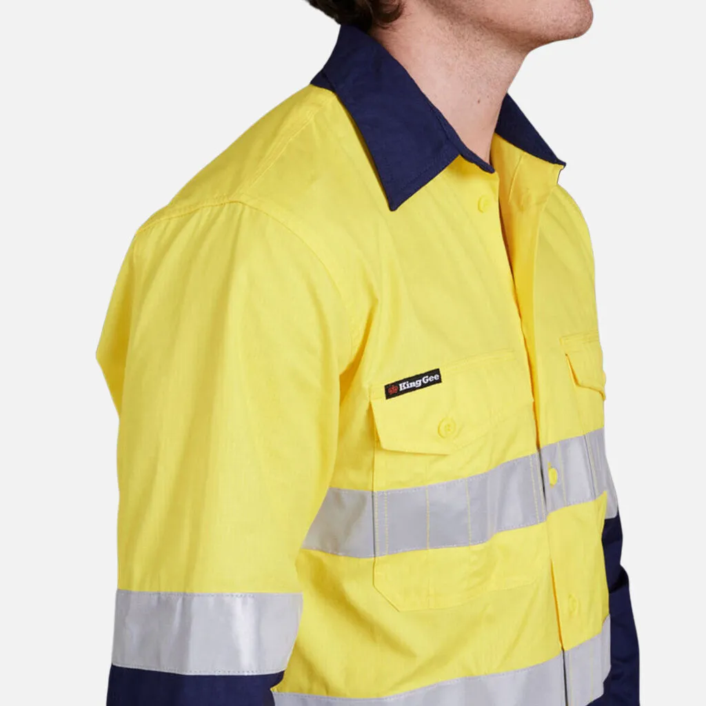 King Gee Workcool 2 Hi-Vis Reflective Two Tone Long Sleeve Work Shirt (K54880)