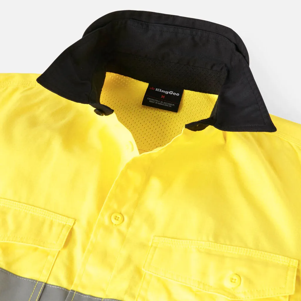 King Gee Workcool 2 Hi-Vis Reflective Two Tone Long Sleeve Work Shirt (K54880)