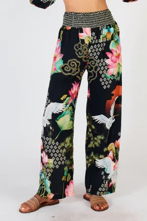 Lula Soul Yoshiko Black Iris Pant Print