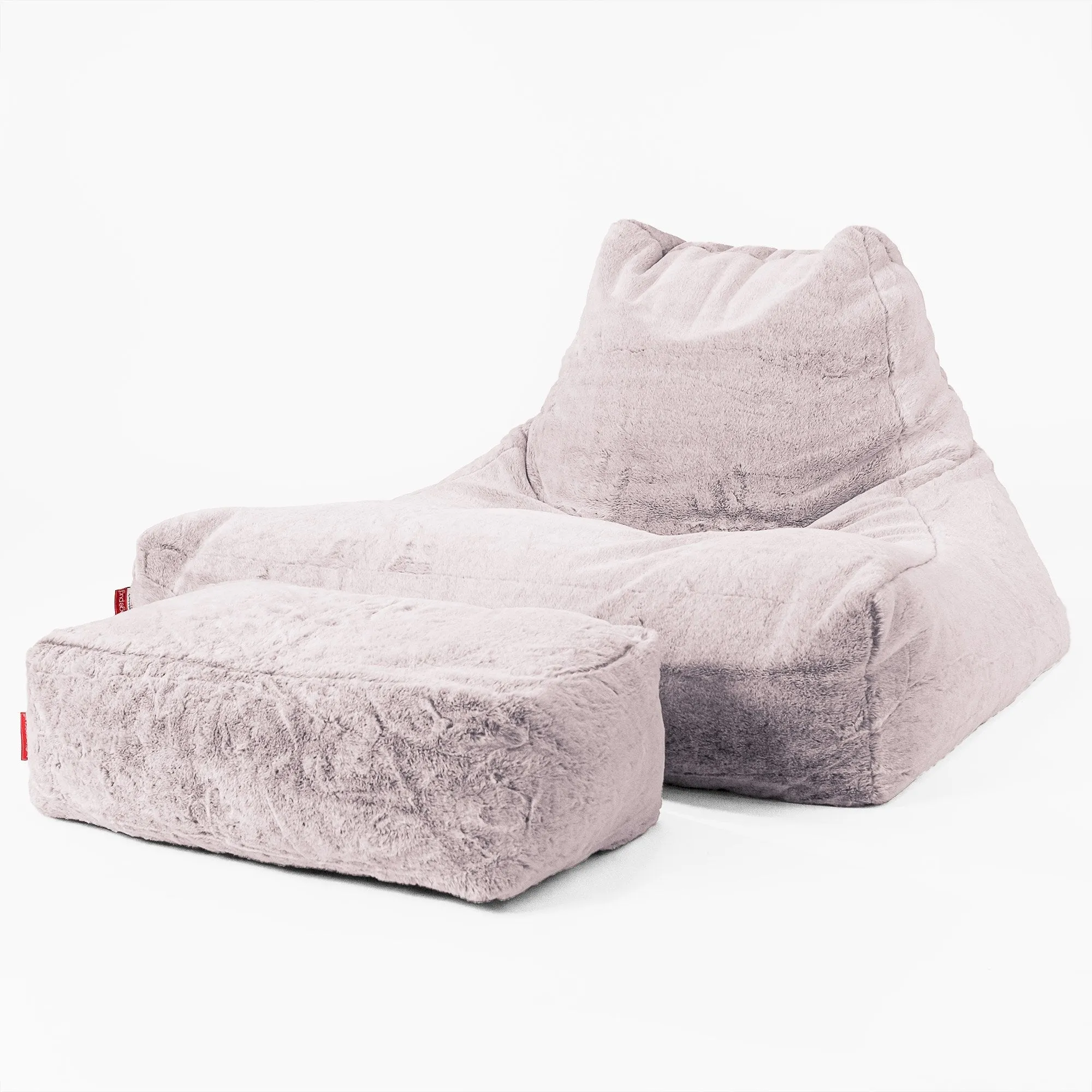 Mega Lounger Bean Bag - Fluffy Faux Fur Rabbit Dusty Pink