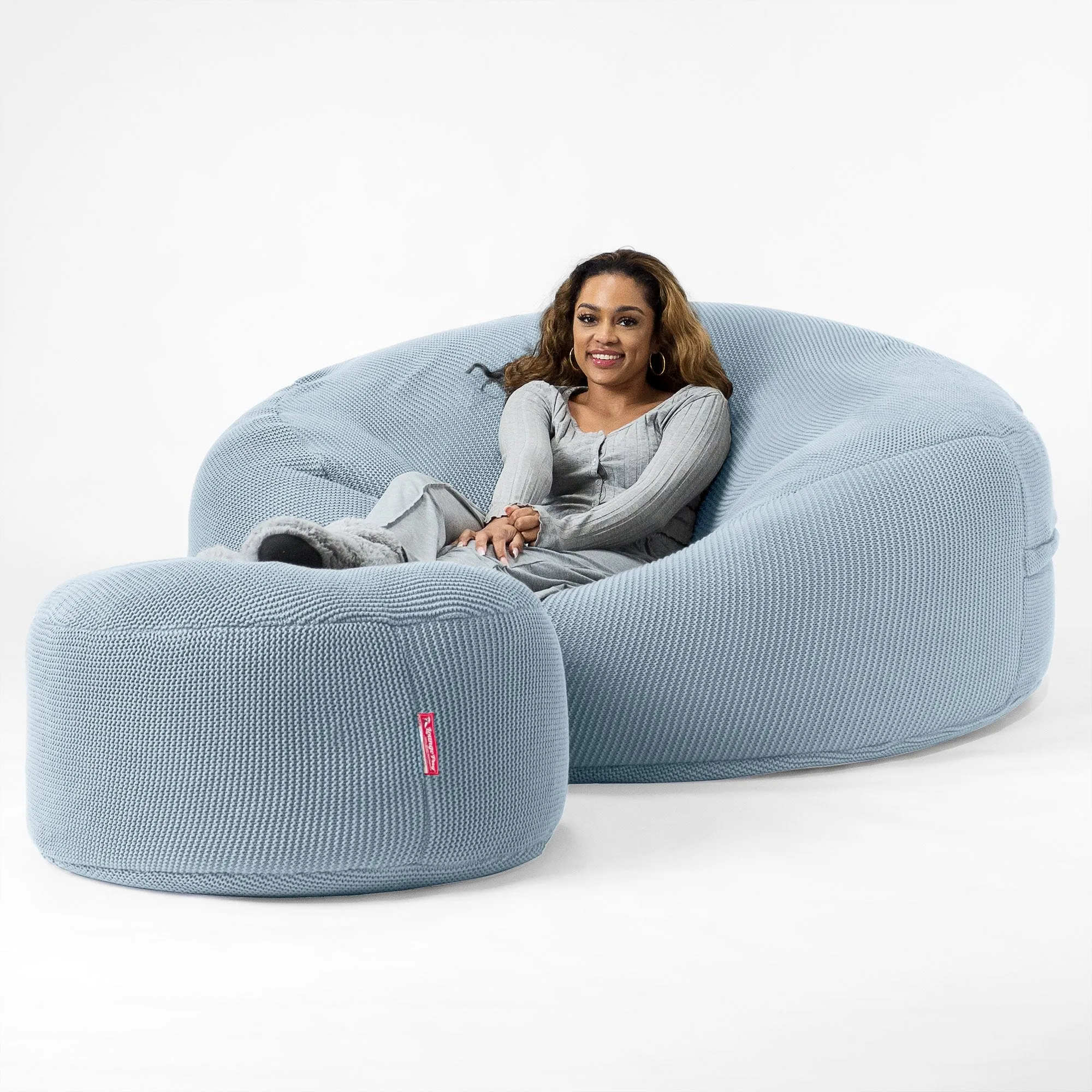 Mega Mammoth Bean Bag - Ellos Knitted Misty Blue