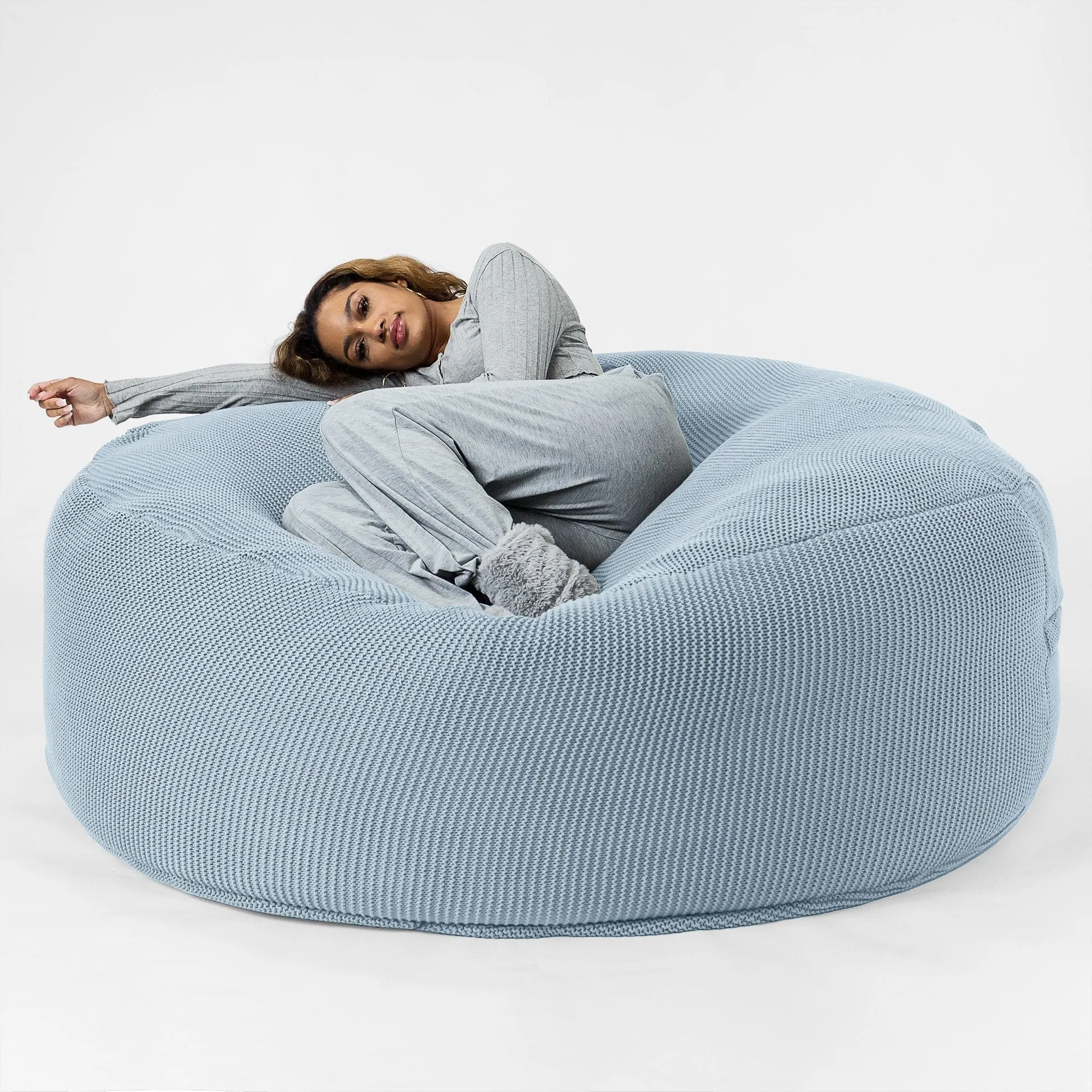 Mega Mammoth Bean Bag - Ellos Knitted Misty Blue