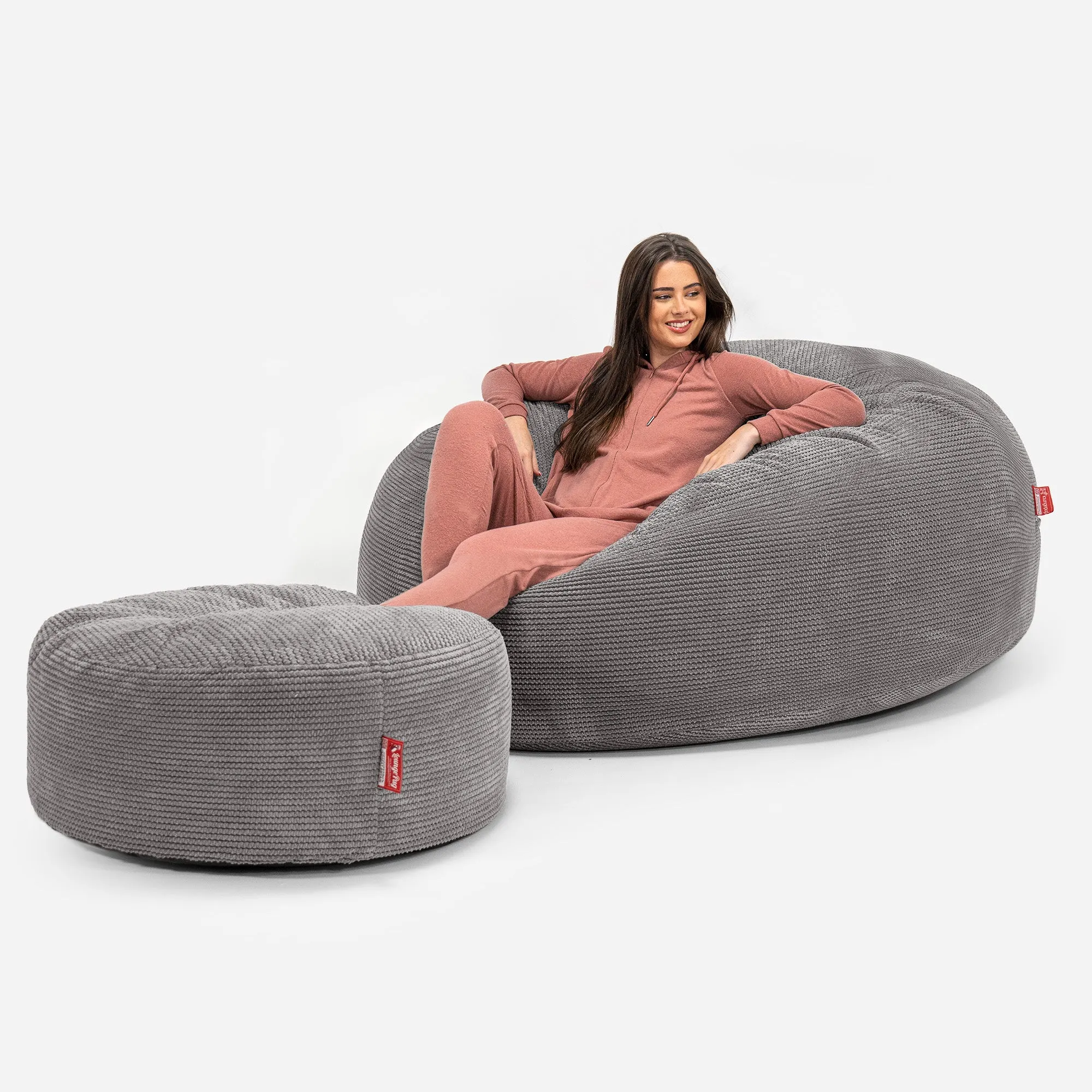 Mega Mammoth Bean Bag Sofa - Pom Pom Charcoal Grey