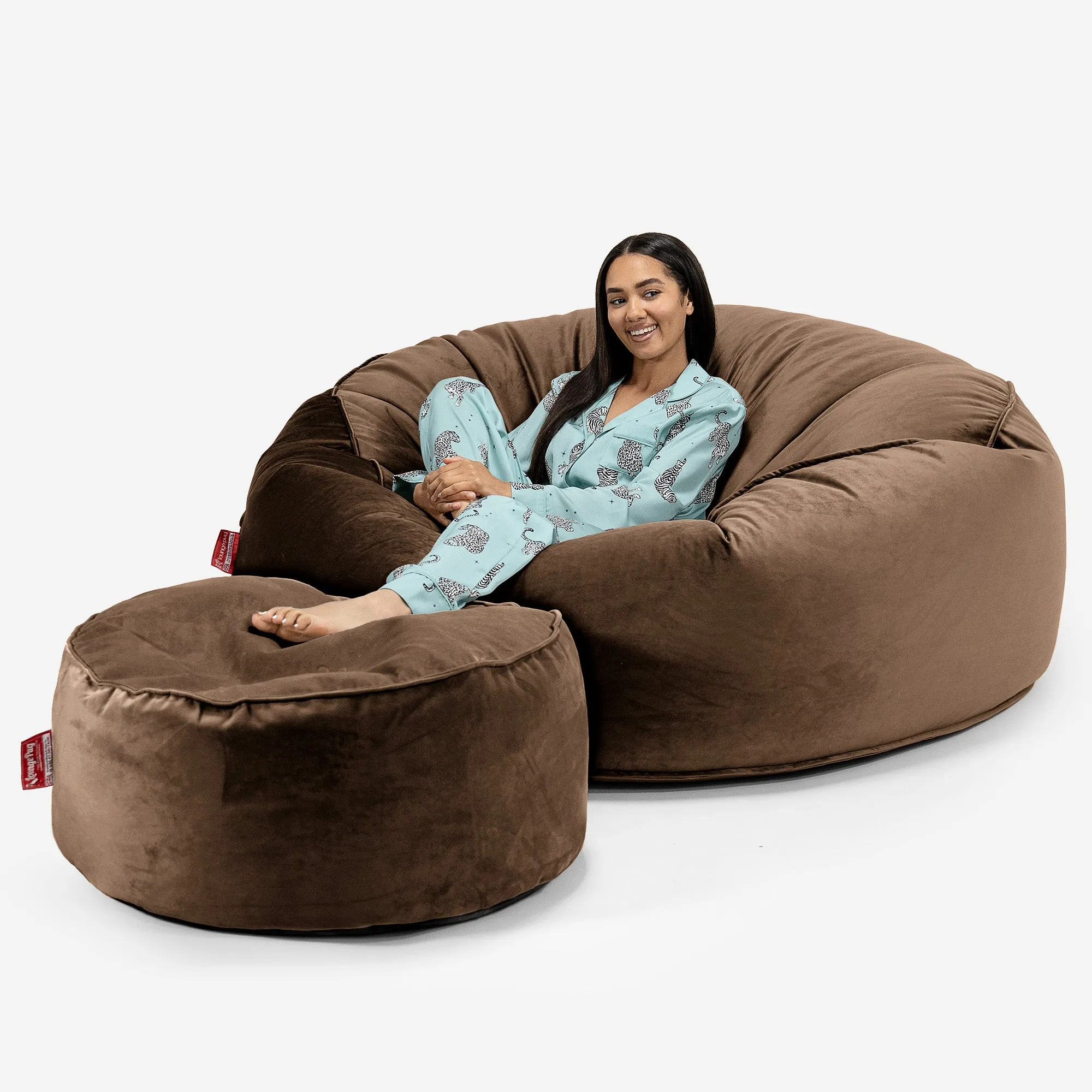 Mega Mammoth Bean Bag Sofa - Velvet Espresso