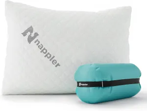 Nappler Small Shredded Memory Foam Pillow for Travel and Camping - Compressible Medium Firm Bed Pillow, Contoured Support, Breathable Cover, Machine Washable, Ideal Backpacking, Airplane and Car