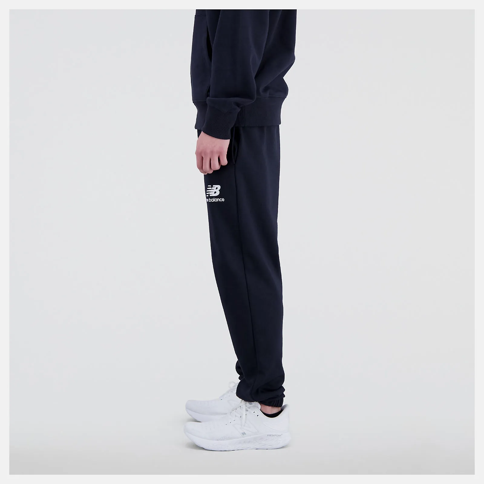 New Balance Essentials Stacked Logo French Terry Sweatpant - Mens - Black