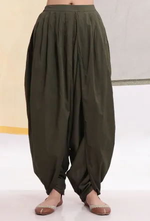 Olive Green Cotton Dhoti Pants