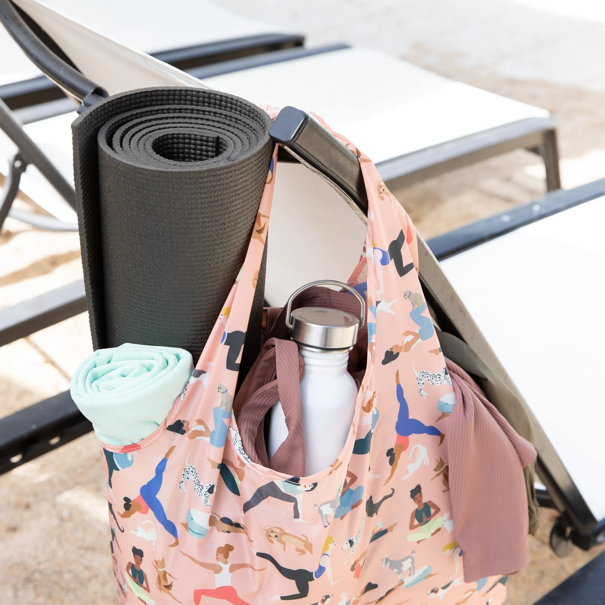 Packable Tote Bag: Yoga Pals