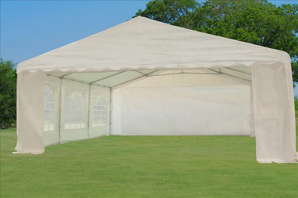 PE Party Tent 20'x20' with Waterproof Top - White