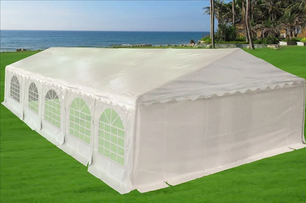 PE Party Tent 32'x20' with Waterproof Top - White