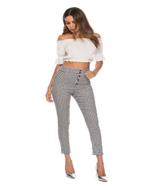 Plaid Trouser High Waist Pants