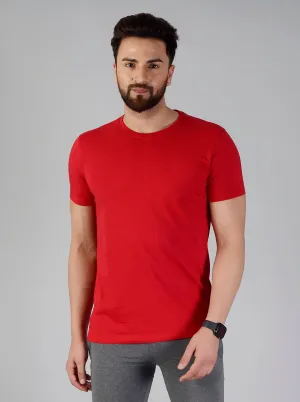 Red Solid Slim Fit T-Shirt | JadeBlue