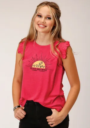 Roper Womens Leave Her Wild Watermelon Poly/Rayon S/L T-Shirt